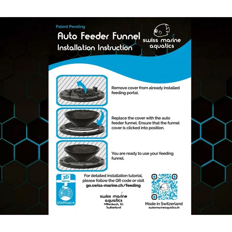 Swiss Marine Screen Top Auto Feeder Funnel Black